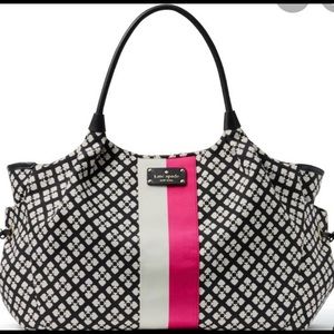 Kate Spade Stevie Black & Cream With Pink Stripe